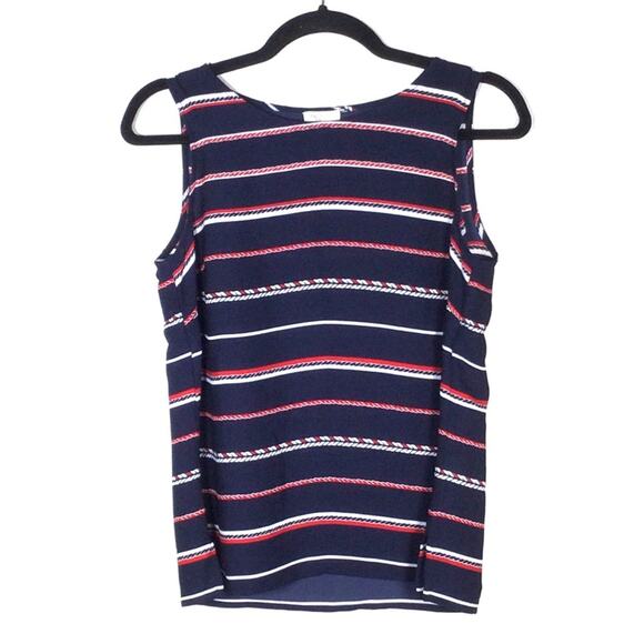 Talbots nave blue with red and white stripes tank blouse shirt size SP B83 - Picture 1 of 5
